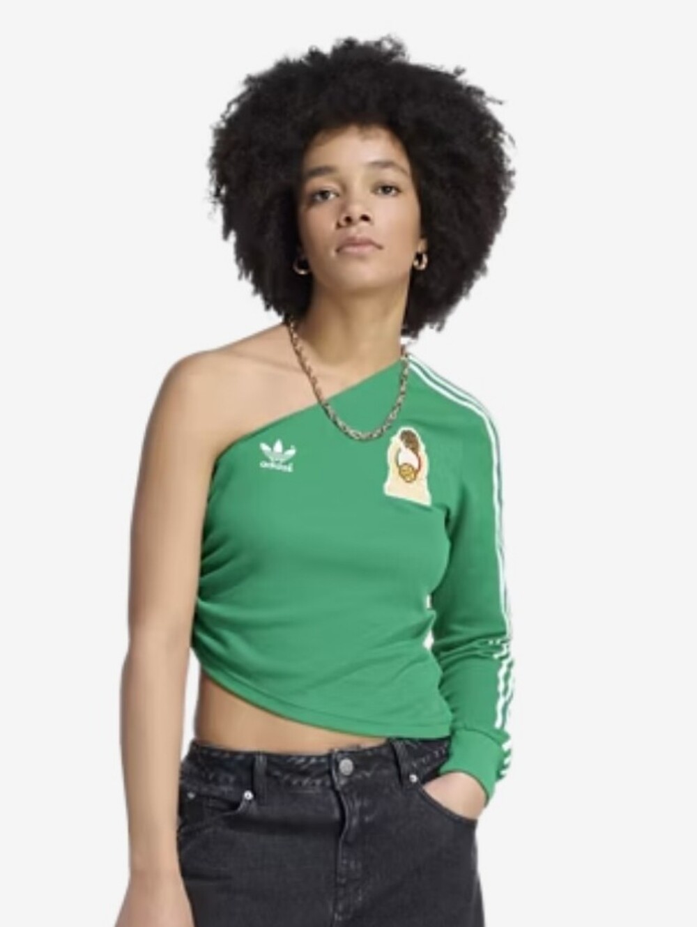 adidas Women's Mexico One-Shoulder Jersey Top in Green